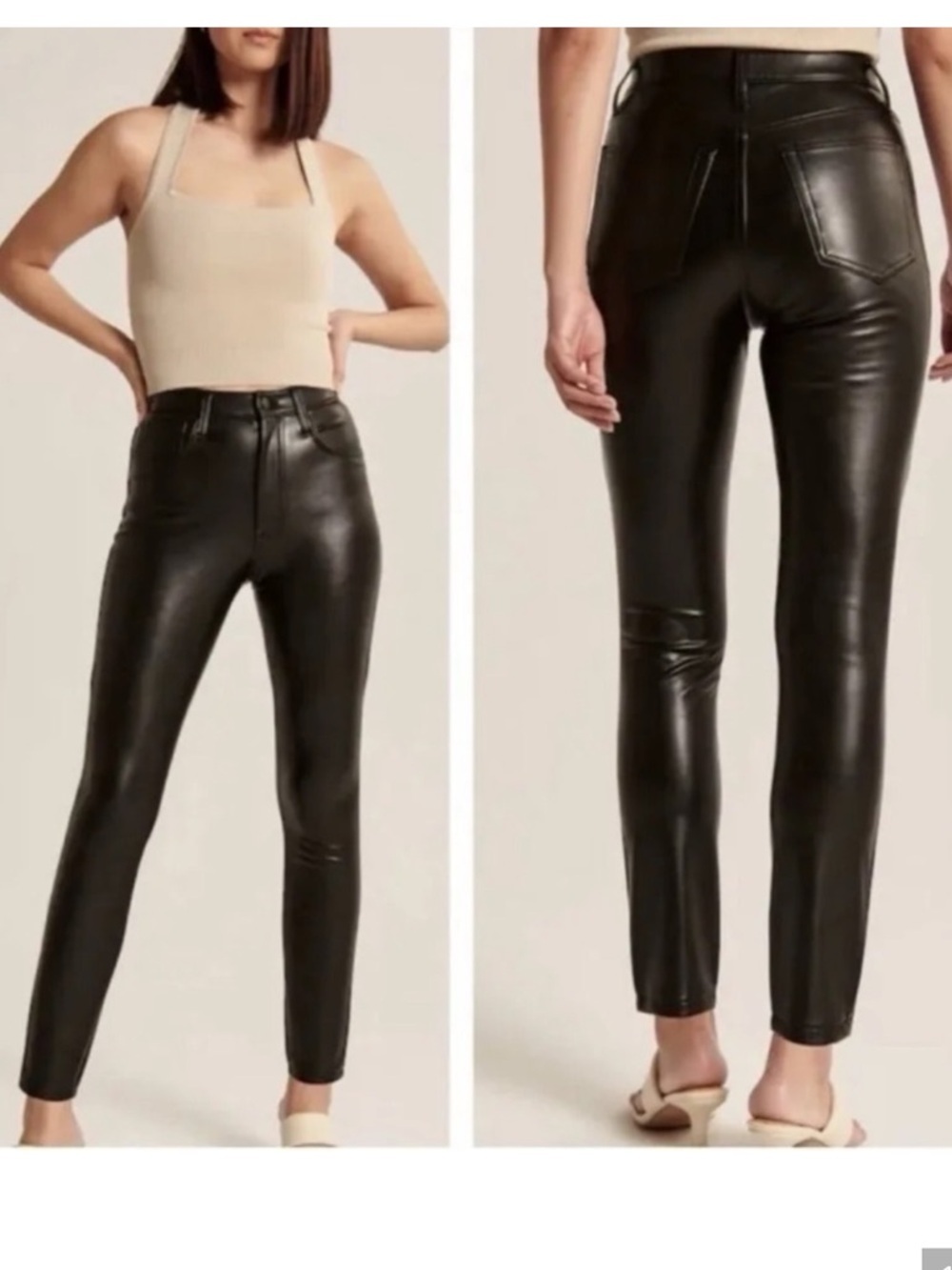 Abercrombie & Fitch Black Vegan Leather High-Rise Skinny Pants size 29/8